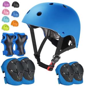 Kids Bike Helmet Set Adjustable Helmet for Ages 3-15 Kids Toddler Boys Girls Youth, Multi-Sport Bicycle Skateboarding Football Rollerskating Scooter Rollerblade Balance Bike Helmets