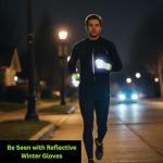 ReflecToes Reflective Winter Running Gloves - Touch Screen Compatible Lightweight Gloves - Cold Weather Hi Vis Safety for Night Runs