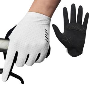 VXW Bike Gloves for Men Women Cycling - with Reflective Strips &Anti-Slip Shock-Absorbing Pad for Bicycle/Mountain Bike/Workout/MTB/Gym (White, Large)