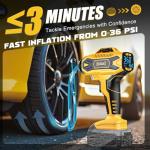 DIYtoolifz Cordless Tire Inflator Air Compressor Compatible with Dewalt 20V Battery, 160PSI Portable Air Pump with Digital Pressure Gauge, Fast Inflation for Cars, Motorcycles, Bikes(Bare Tool)