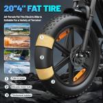 RPINT E500 Electric Bike for Adults with 1000W Peak Motor, 20" Fat Tire Dirt E Bike for All-Terrain, 28MPH and 40 Miles PAS Range, 7 Speed Electric Mountain Bicycles with 48V Removable Battery