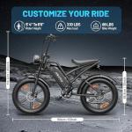 RPINT E500 Electric Bike for Adults with 1000W Peak Motor, 20" Fat Tire Dirt E Bike for All-Terrain, 28MPH and 40 Miles PAS Range, 7 Speed Electric Mountain Bicycles with 48V Removable Battery