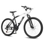 CAMPINGSURVIVALS 26/27.5" Mountain Bike 21 Speed Men's Mountain Bike with Lightweight Aluminum Frame, Powerful Dual Disc Brake, Precision Shifting, Men's Bicycle for Commuter & Travel (26"Black&White)