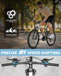 CAMPINGSURVIVALS 26/27.5" Mountain Bike 21 Speed Men's Mountain Bike with Lightweight Aluminum Frame, Powerful Dual Disc Brake, Precision Shifting, Men's Bicycle for Commuter & Travel (26"Black&White)