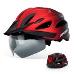 LUMDEER GENERUP Adult Bike Helmet 3 in 1 with Visor & Lights & Goggles - Certified Bicycle Helmet Lightweight Premium Quality, Adjustable Dial & Straps, Interior Padding, Air Vents for Men Women