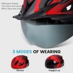 LUMDEER GENERUP Adult Bike Helmet 3 in 1 with Visor & Lights & Goggles - Certified Bicycle Helmet Lightweight Premium Quality, Adjustable Dial & Straps, Interior Padding, Air Vents for Men Women
