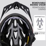 LUMDEER GENERUP Adult Bike Helmet 3 in 1 with Visor & Lights & Goggles - Certified Bicycle Helmet Lightweight Premium Quality, Adjustable Dial & Straps, Interior Padding, Air Vents for Men Women