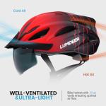 LUMDEER GENERUP Adult Bike Helmet 3 in 1 with Visor & Lights & Goggles - Certified Bicycle Helmet Lightweight Premium Quality, Adjustable Dial & Straps, Interior Padding, Air Vents for Men Women