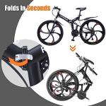 Omelaza 26 ich Folding Mountain Bike, 21 Speed High Carbon Steel Mountain Bike for Adults with 27 Inches Durable Tires, Front Suspension Folding Bicycle for Women and Man