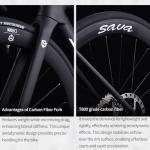 SAVADECK A7L Carbon Road Bike, T800 Carbon Fiber Frame 700C Racing Bicycle with Shimano 105 R7100 24 Speed Groupset and Hydraulic Disc Brake, Ultra-Light Carbon Bike for Man and Women(Black,51cm)