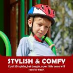 Atphfety Kids Toddler Bike Helmet, Adjustable Boys Girl Helmets from Baby to Children(Age 1-8), Multi Sports for Bicycle Skate with LED Light (Red Spider, S:50 cm - 54cm/19.7-21.2 inch)