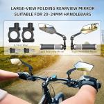 Bike Mirrors for Handlebars, 1 Pair Bicycle Rear View Mirror, 360° Adjustable Rotatable Wide Angle Mirror Accessories for Ebike Mountain Road Bike, Black