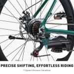 VIRIBUS Hybrid Bikes, 28 inch Road Bike for Tall Men, Lightweight Aluminum 700C City Bike Adults, 7 Speed Mens Commuter Bikes, Adult Hybrid Bicycle, Light Blue