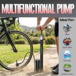 NailHsing Bike Floor Pump with Gauge: 160 PSI High Pressure Bicycle Pumps - 3 Valve Adapters - Suitable for Road/Mountain Bike Tires, Motorcycles, Balls, and Inflatable Toys