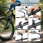 Bike Mirrors for Handlebars, 1 Pair Bicycle Rear View Mirror, 360° Adjustable Rotatable Wide Angle Mirror Accessories for Ebike Mountain Road Bike, Black