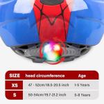Atphfety Kids Toddler Bike Helmet, Adjustable Boys Girl Helmets from Baby to Children(Age 1-8), Multi Sports for Bicycle Skate with LED Light (Red Spider, S:50 cm - 54cm/19.7-21.2 inch)