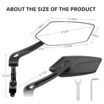 Bike Mirrors for Handlebars, 1 Pair Bicycle Rear View Mirror, 360° Adjustable Rotatable Wide Angle Mirror Accessories for Ebike Mountain Road Bike, Black