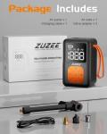 ZUZEE Mini Bike Pump, 150 PSI Portable Bicycle Pump with Gauge, 3X Faster & Auto Stop & Brushless Motor, Electric Bike Tire Pump with Presta and Schrader Valve for Road Bike, MTB, Motorcycle, Ball,etc