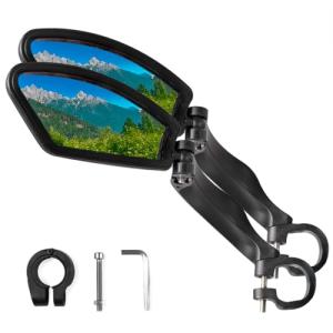Bike Mirror for Handlebars – Adjustable 360° Bicycle Rear View Mirror, Wide-Angle Shatterproof Glass, Durable Handlebar Mounted Bike Mirror for Road, Mountain & E-Bikes – Safety Cycling Mirror
