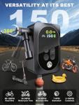 150PSI Electric Bike Pump with LED Light – Portable Cordless Bicycle Tire Inflator, 1400mAh Battery, 5 Preset Modes & Auto Stop – for Road MTB E-Bike Motorcycle & Sports Balls – Presta Schrader Valve