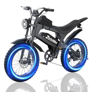 ZorixBike R8 Electric Bike for Adults,48V 23AH - 1500/3000W Brushless Motor Electric Bicycle - Max Speed 31-35MPH - Max 80 Miles Range - 20" x 4.0" Fat Tire Dirt E-Bike,7-Speed (R8-1500w)