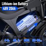 ZorixBike R8 Electric Bike for Adults,48V 23AH - 1500/3000W Brushless Motor Electric Bicycle - Max Speed 31-35MPH - Max 80 Miles Range - 20" x 4.0" Fat Tire Dirt E-Bike,7-Speed (R8-1500w)