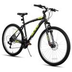 HH HILAND Mens and Womens Mountain Bike, 26 Inch 18 Speed Mountain Bicycle with Dual Disc Brake, Front Suspension Fork, High Carbon Steel Frame Urban Commuter Bike for Adults, Black Yellow