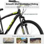 HH HILAND Mens and Womens Mountain Bike, 26 Inch 18 Speed Mountain Bicycle with Dual Disc Brake, Front Suspension Fork, High Carbon Steel Frame Urban Commuter Bike for Adults, Black Yellow