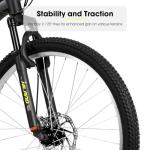 HH HILAND Mens and Womens Mountain Bike, 26 Inch 18 Speed Mountain Bicycle with Dual Disc Brake, Front Suspension Fork, High Carbon Steel Frame Urban Commuter Bike for Adults, Black Yellow