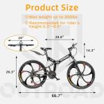 Omelaza 26 Inch Folding Mountain Bike with High Carbon Steel, 21 Speed City Bike with Dual Suspension, Folding Bicycle for Adults Men and Women