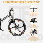 Omelaza 26 Inch Folding Mountain Bike with High Carbon Steel, 21 Speed City Bike with Dual Suspension, Folding Bicycle for Adults Men and Women