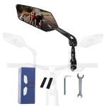 Foldable mirror for mountain bikes, 360-degree rotatable mirror, Bicycle Mirrors for Handlebars with Retractable & 360 ° Adjustable Lens（Left）