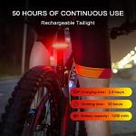 2 Pack LED Bike Tail Light,1200mAh Runtime 50 Hours,USB Rechargeable Bicycle Rear Light,IPX5 Waterproof,5 Light Modes for Adults Kids Men Women Road Mountain