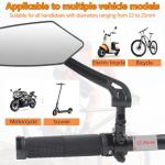 Foldable mirror for mountain bikes, 360-degree rotatable mirror, Bicycle Mirrors for Handlebars with Retractable & 360 ° Adjustable Lens（Left）