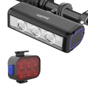 1500 Lumens Bike Lights for Night Riding,Runtime 10+ Hours,USB-C Rechargeable Bicycle Lights Front and Back,4+5 Light Modes,Easy to Install for Men Women Kids Road Cycling