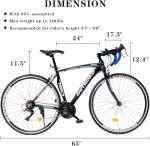 Omelaza Road Bikes,700C Tires Road Bike,Dual Disc Brake,21speeds Off-Road Bike,Road Bicycle,Cycling,Black
