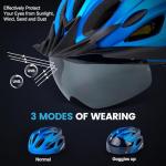 LUMDEER GENERUP Adult Bike Helmet 3 in 1 with Visor & Lights & Goggles - Certified Bicycle Helmet Lightweight Premium Quality, Adjustable Dial & Straps, Interior Padding, Air Vents for Men Women