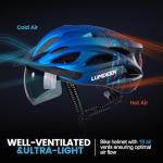 LUMDEER GENERUP Adult Bike Helmet 3 in 1 with Visor & Lights & Goggles - Certified Bicycle Helmet Lightweight Premium Quality, Adjustable Dial & Straps, Interior Padding, Air Vents for Men Women