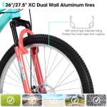 HH HILAND 26 Inch Mountain Bike for Women, 18 Speeds Gear, Front Suspension Fork, Aluminum Frame MTB, Adult Ladies Bicycle, Green