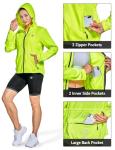 FitsT4 Sports Women's Cycling Running Jackets Lightweight Windproof Bike Windbreaker Reflective with Hood Fluorescent Yellow Size L