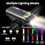 HAARAY Bike Front Lights for Night Riding with RGB Side Lights & Light Sensor, 5+10 Modes 2400mAh USB-C Rechargeable Bicycle Lights 360°Rotatable, Super Bright LED Bike Headlight Waterproof