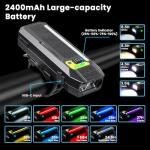 HAARAY Bike Front Lights for Night Riding with RGB Side Lights & Light Sensor, 5+10 Modes 2400mAh USB-C Rechargeable Bicycle Lights 360°Rotatable, Super Bright LED Bike Headlight Waterproof