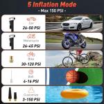 Tire Inflator Portable Air Compressor - Air Pump for Car Tires Dual Mode 9000mAh & 12V DC, 150PSI Electric Bike Tire Pump with Pressure Gauge for Bicycle Motorcycle Ball, Father Day Gifts for Dad