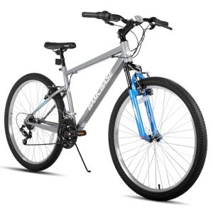 HH HILAND 27 Inch Mountain Bike, Mens Womens MTB with 18 Speeds, High-Tensile Steel Frame, V Brake, Hardtail Bicycle for Adults Gray