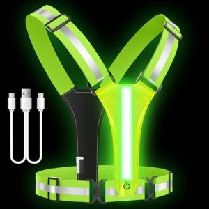Mpijceu LED Reflective Vest Running Gear – High Visibility Rechargeable Light Up Vest for Night Running, Cycling & Walking | Adjustable Safety Vest for Men & Women