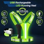 Mpijceu LED Reflective Vest Running Gear – High Visibility Rechargeable Light Up Vest for Night Running, Cycling & Walking | Adjustable Safety Vest for Men & Women
