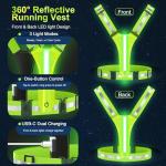 Mpijceu LED Reflective Vest Running Gear – High Visibility Rechargeable Light Up Vest for Night Running, Cycling & Walking | Adjustable Safety Vest for Men & Women
