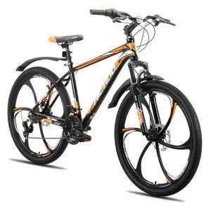 HH HILAND 26" MTB Mountain Bike for Men Women Adults, 18-Speed, Disc Brake, Lightweight Aluminum Frame, 6-Spoke Wheel, Orange