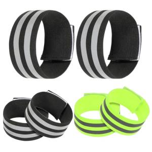 AOZUO 6Pcs High Visibility Reflective Bands, Elastic Ankle Straps Wristbands Reflective Arm Bands for Night Walking Reflective Gear for Bike Pants Cuff Clip Cycling Running Jogging Outdoors Hiking