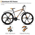 HH HILAND 26" MTB Mountain Bike for Men Women Adults, 18-Speed, Disc Brake, Lightweight Aluminum Frame, 6-Spoke Wheel, Orange